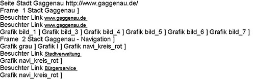 Screenshot dieses Beispieles: Der Webreader zeigt zu wenig Informationen an