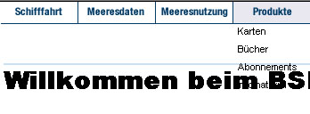 Überlappung von einem Ausklappmenü mit dem Seiteninhalt. Beide Inhalte sind teilweise nicht lesbar.