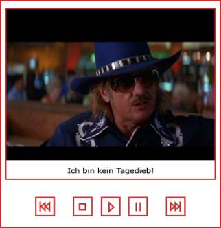 Ansicht der synchronisierten Untertitelung: Am unteren Bildrand werden die Untertitel eingeblendet